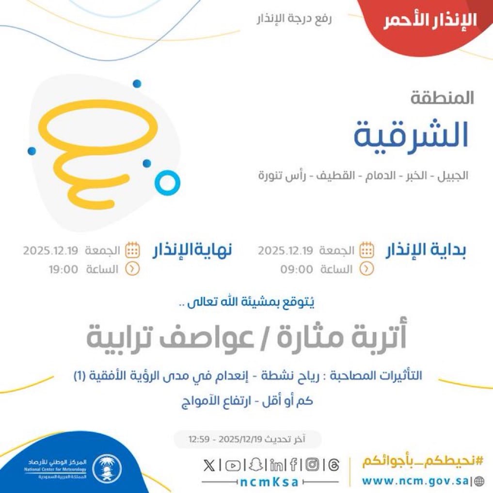 عواصف ترابية كثيفة تضرب الشرقية وإنذار أحمر يحذر من انعدام الرؤية